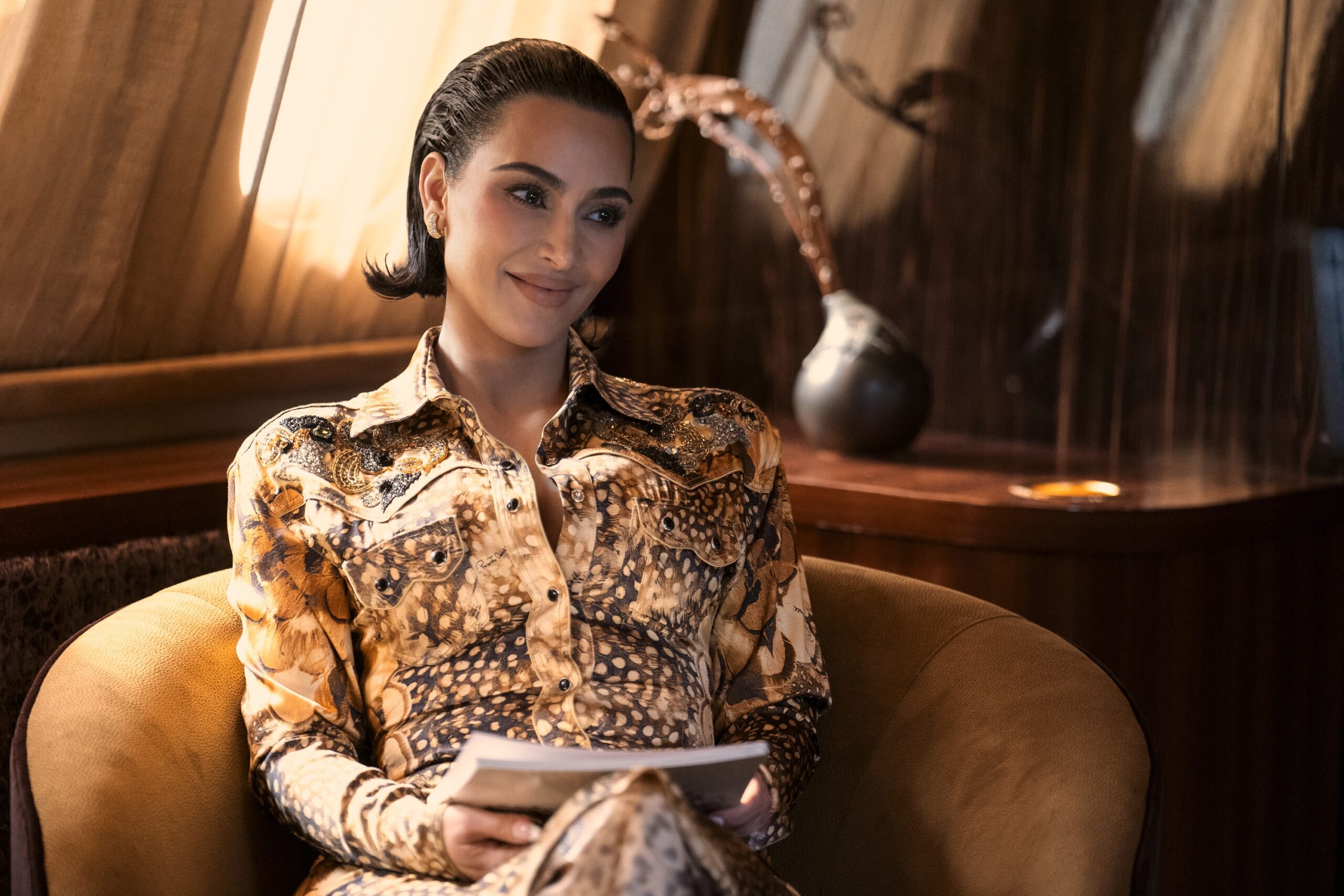 Close-up of Kim Kardashian in All's Fair.